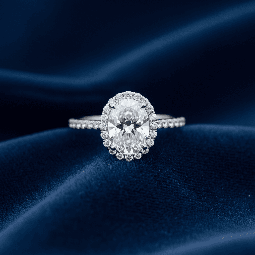 Oval Diamond Halo Engagement Ring